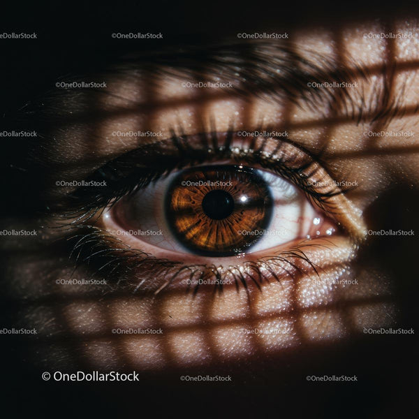 Close-Up of Brown Eye with Grid Shadow