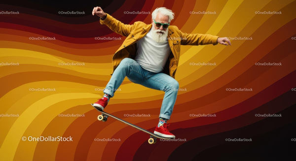 Starszy Skateboardzista na Żywej Tle