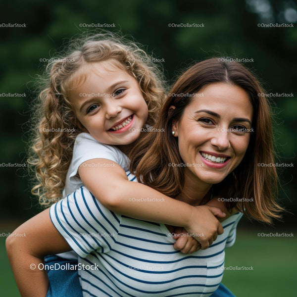 Mother and Daughter Enjoying a Playful Outdoors Moment