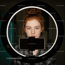 Redhead Woman Taking Self-Portrait with Ring Light
