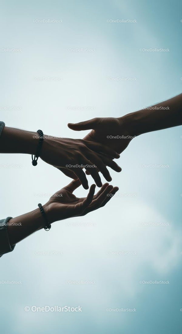 Holding Hands with Sky Background Silhouette