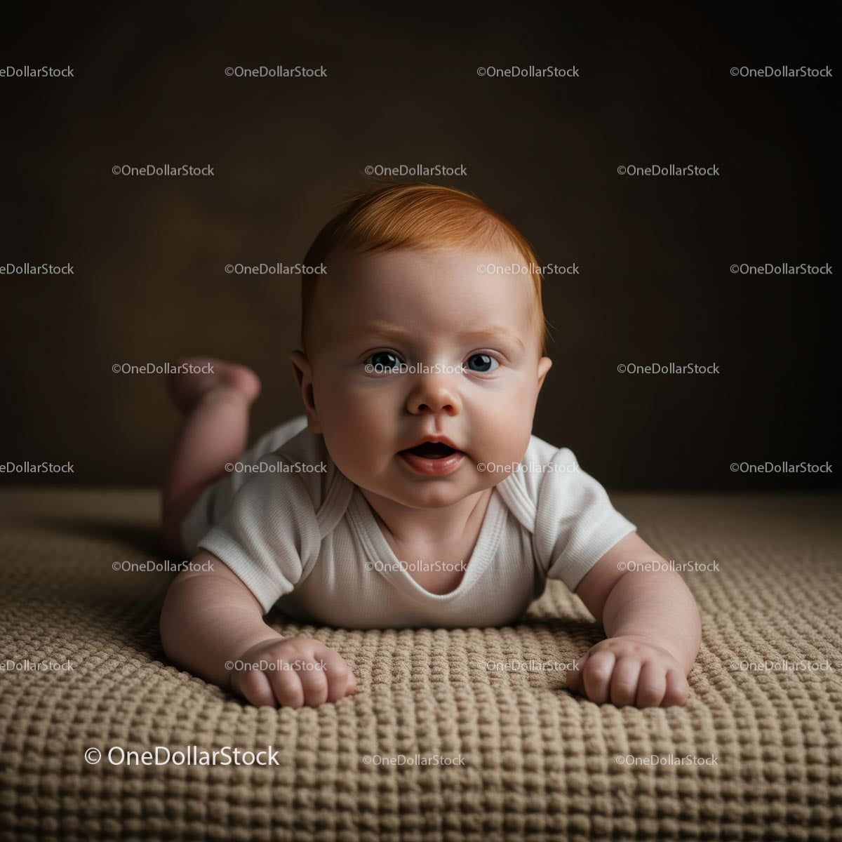 Adorable Baby Lying on Soft Beige Blanket