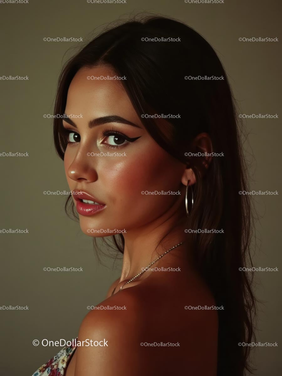 Elegant Woman with Glamorous Makeup and Jewelry