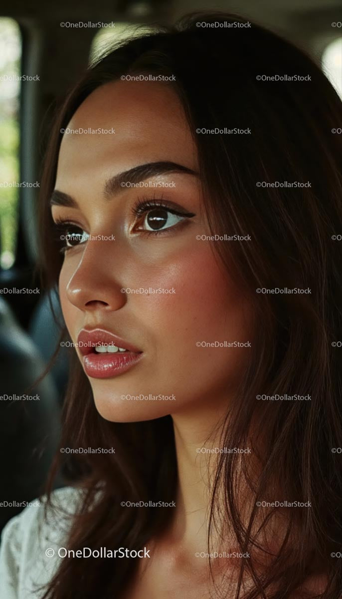 Portrait of Woman with Thoughtful Expression and Brown Eyes