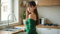 Young Woman with Elf Ears in a Modern Kitchen