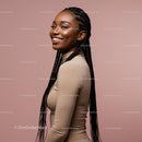 Smiling Woman with Braided Hair in Beige Top