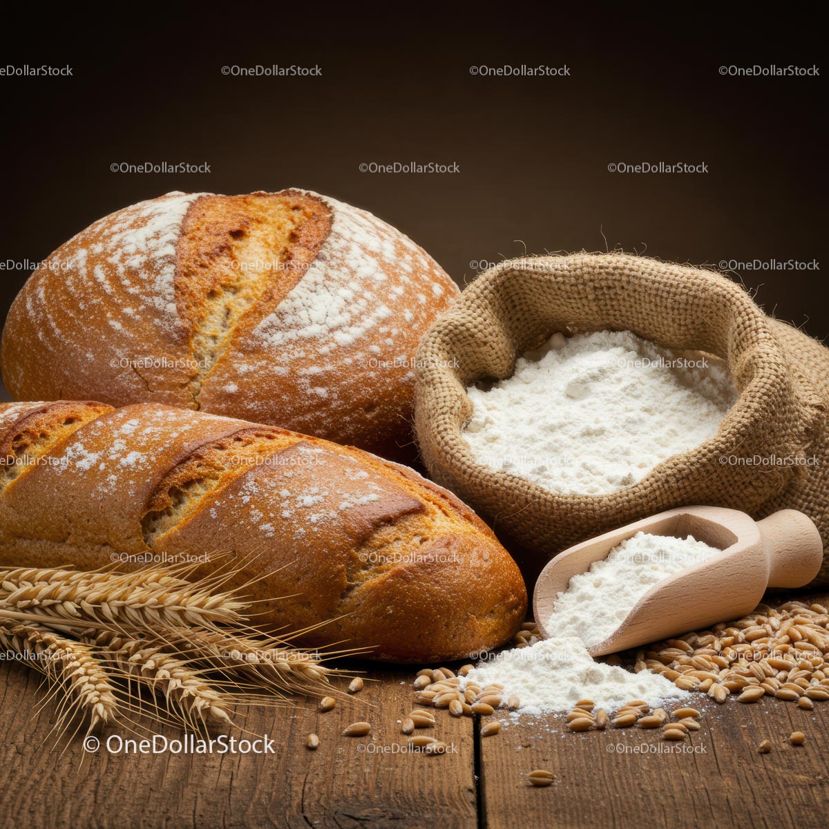 Freshly Baked Artisan Bread with Rustic Ingredients
