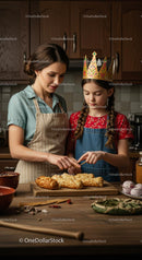 Mother and Daughter Baking Together in the Kitchen