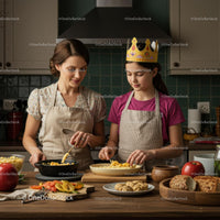 Mother and Daughter Cooking Together in Cozy Kitchen