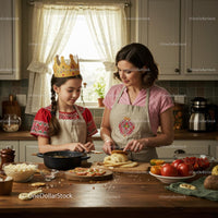 Mother and Daughter Baking Together in Cozy Kitchen