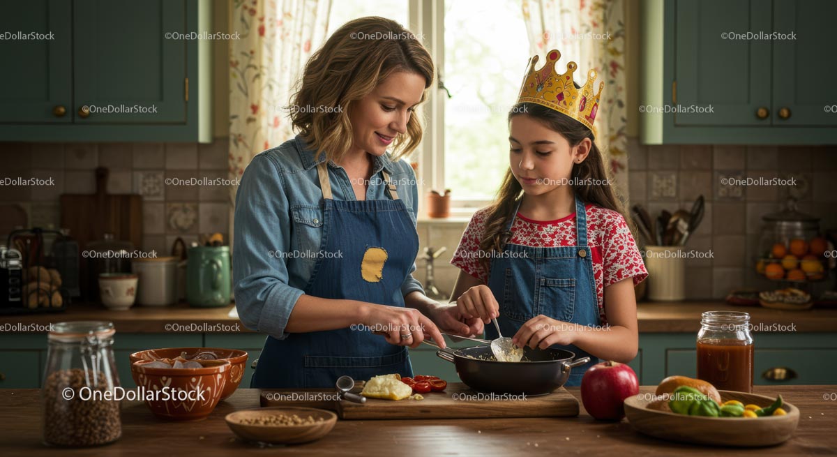 Mother and Daughter Bonding in the Kitchen