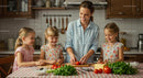 Mother and Daughters Cooking Together in the Kitchen