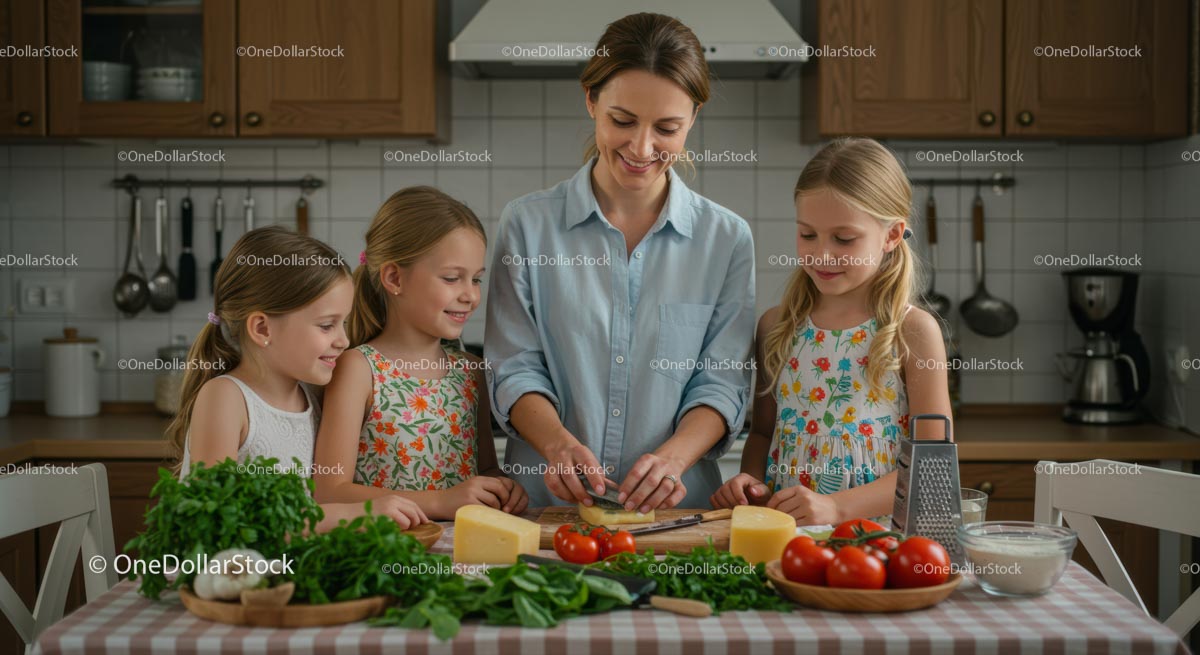 Family Cooking Together in a Cozy Kitchen