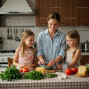 Mother with Daughters Cooking in Cozy Kitchen