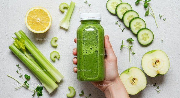 Świeży zielony smoothie z ogórkiem i selerem