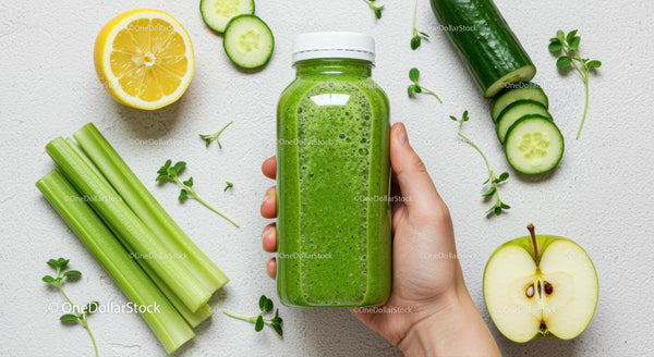 Zielony smoothie ze świeżych składników i cytrusów