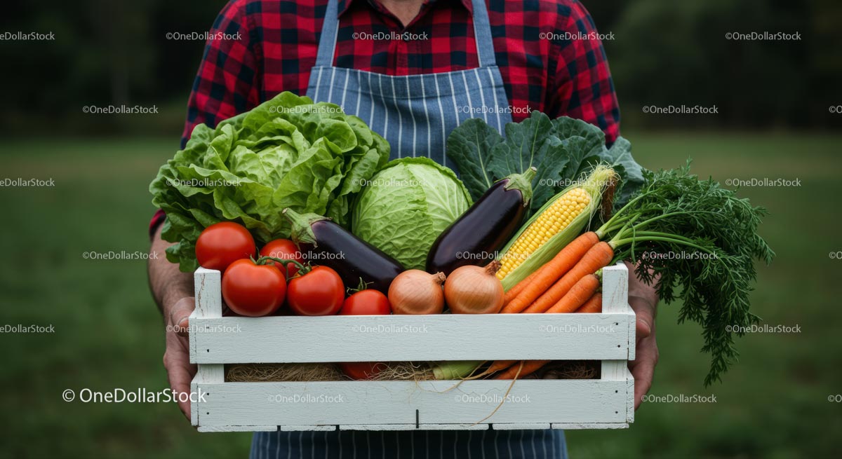 Fresh Organic Vegetables in Wooden Crate