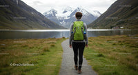 Hiker Exploring Scenic Mountain Valley Trail