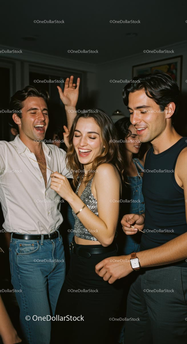 Group of Friends Enjoying a Lively Night Out Party