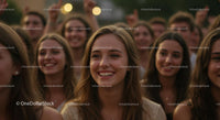 Joyful Crowd of Young Adults Enjoying Outdoor Event