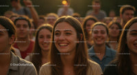 Smiling Young Adults in Outdoor Gathering