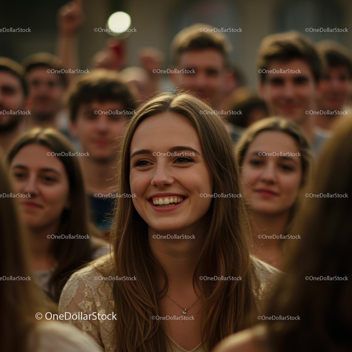 Smiling Young Adults Enjoying an Outdoor Festival