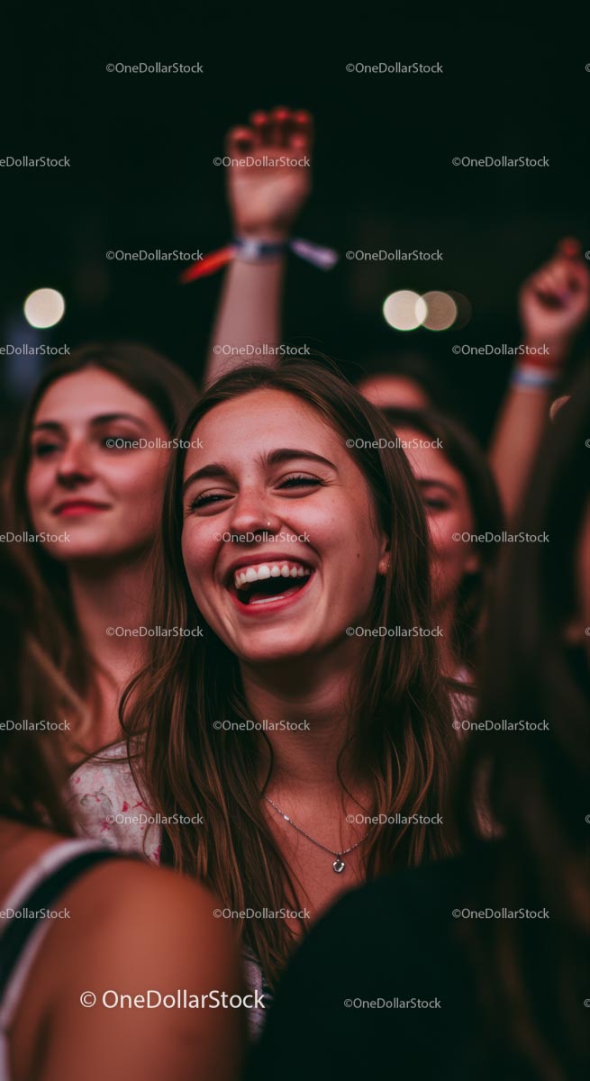 Joyful Crowd Enjoying a Night Concert Experience