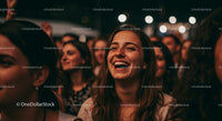 Cheerful Crowd Enjoying a Night Concert