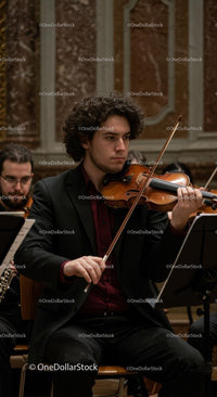 Violinist Performing in a Classical Orchestra Concert