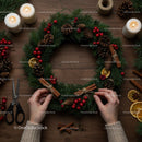Festive Christmas Wreath with Evergreen Foliage and Accents