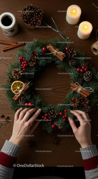 Handcrafting a Festive Christmas Wreath with Natural Elements