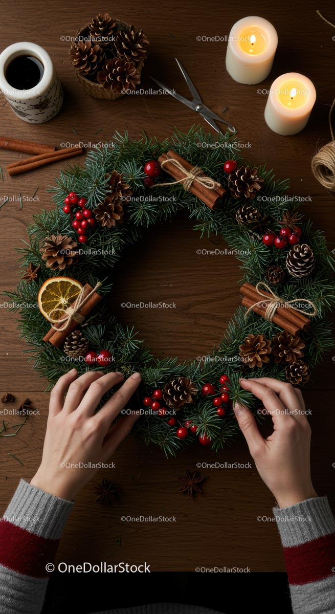 Handcrafting a Festive Christmas Wreath with Natural Elements
