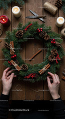 Festive Christmas Wreath with Pinecones and Cinnamon Sticks