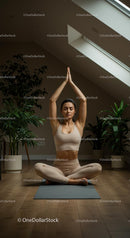 Woman Practicing Yoga Amidst Indoor Plants in Serene Setting