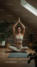 Woman Practicing Yoga Amidst Indoor Plants in Serene Setting