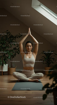 Woman Practicing Yoga Amidst Indoor Plants in Serene Setting