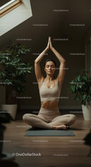 Woman Practicing Yoga Amidst Indoor Plants in Serene Setting