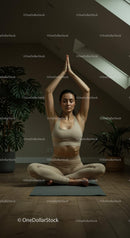 Woman Practicing Yoga Amidst Indoor Plants in Serene Setting