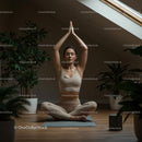 Woman Practicing Yoga Amidst Indoor Plants in Serene Setting