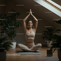 Woman Practicing Yoga Amidst Indoor Plants in Serene Setting