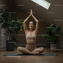Woman Practicing Yoga Amidst Indoor Plants in Serene Setting