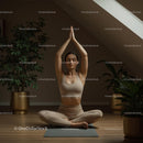 Woman Practicing Yoga Amidst Indoor Plants in Serene Setting