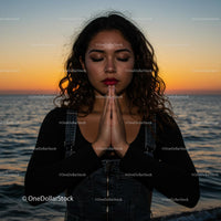 Peaceful Meditation at Sunset by the Ocean