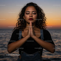 Serene Meditation at Sunset by the Ocean