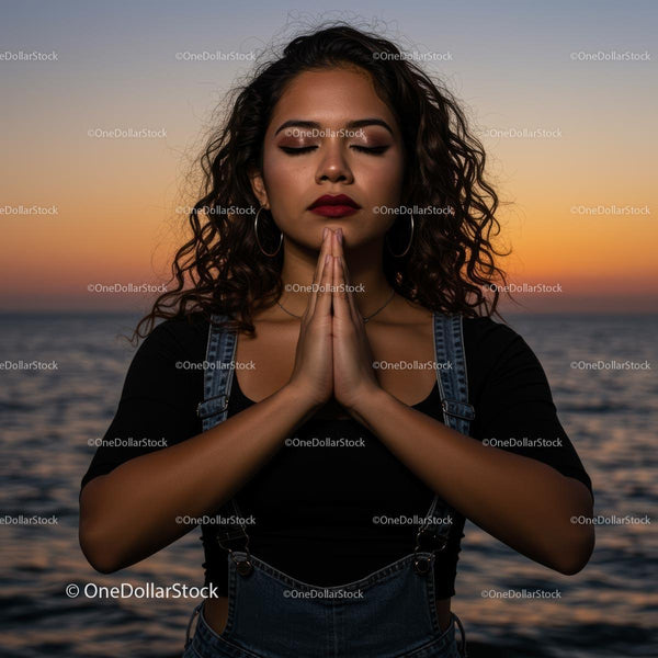 Serene Meditation at Sunset by the Ocean