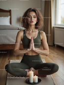 Woman Practicing Yoga with Candles in a Peaceful Setting