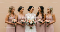 Beautiful Bride and Bridesmaids in Pink with Bouquets