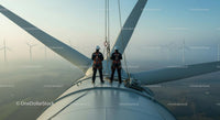 Engineers on a Wind Turbine Performing Maintenance