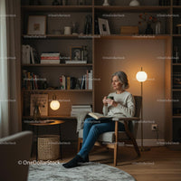 Cozy Reading Scene with Woman in Modern Living Room