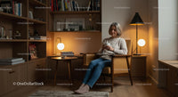 Woman Relaxing in a Cozy Modern Living Room